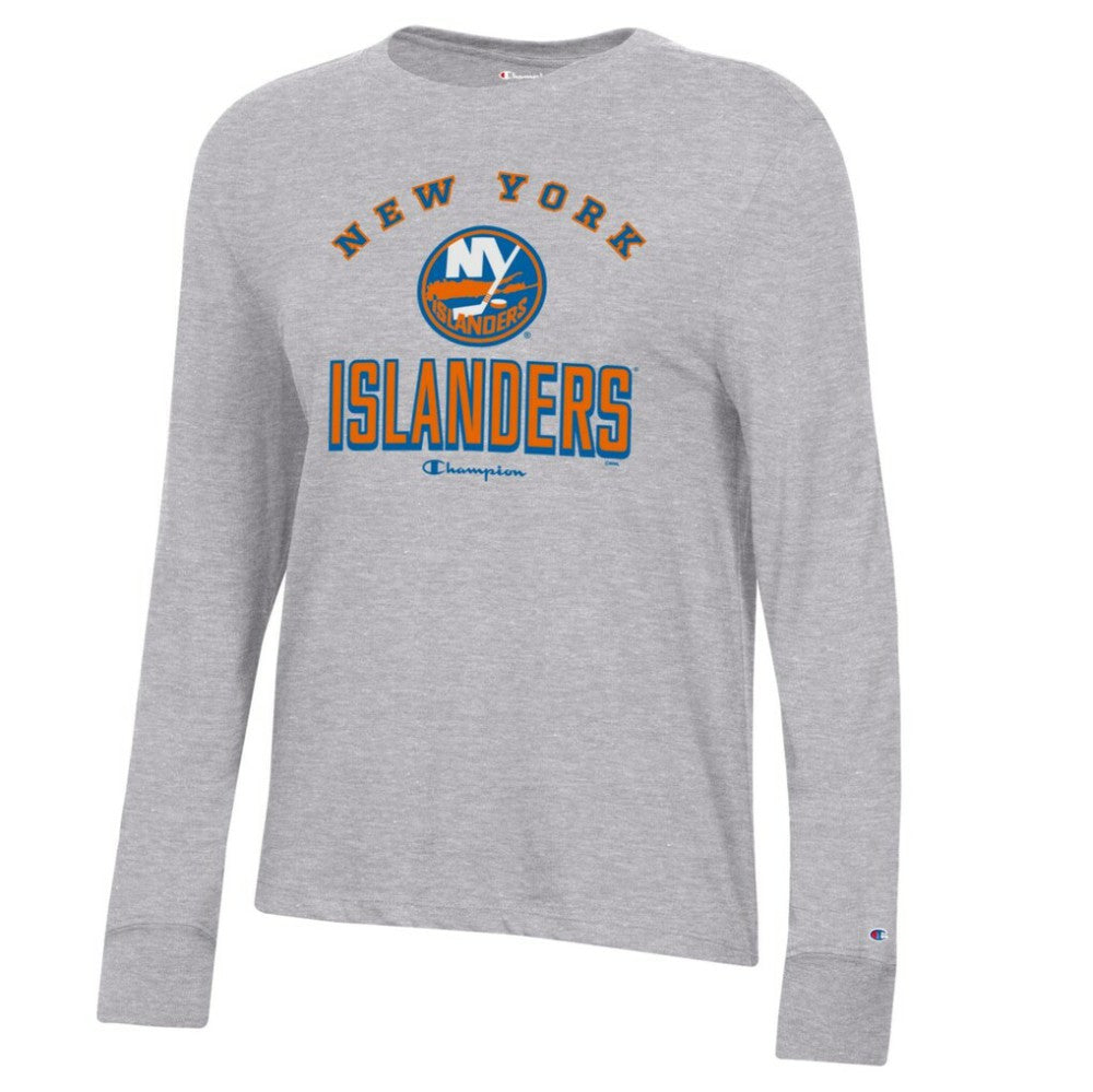 New York Islanders Champion Women's Core Long Sleeve T-Shirt - Heather Gray | US 201078275