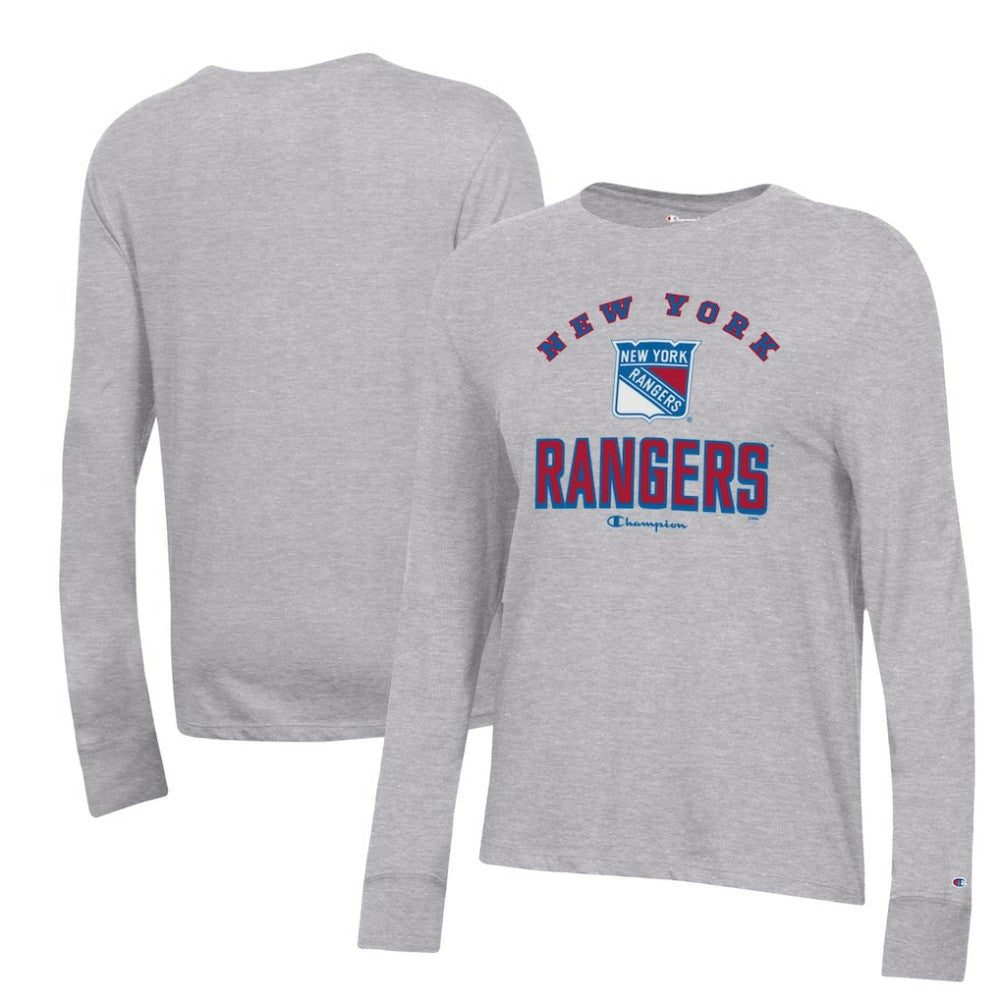 New York Rangers Champion Women's Core Long Sleeve T-Shirt - Heather Gray | US 201078276