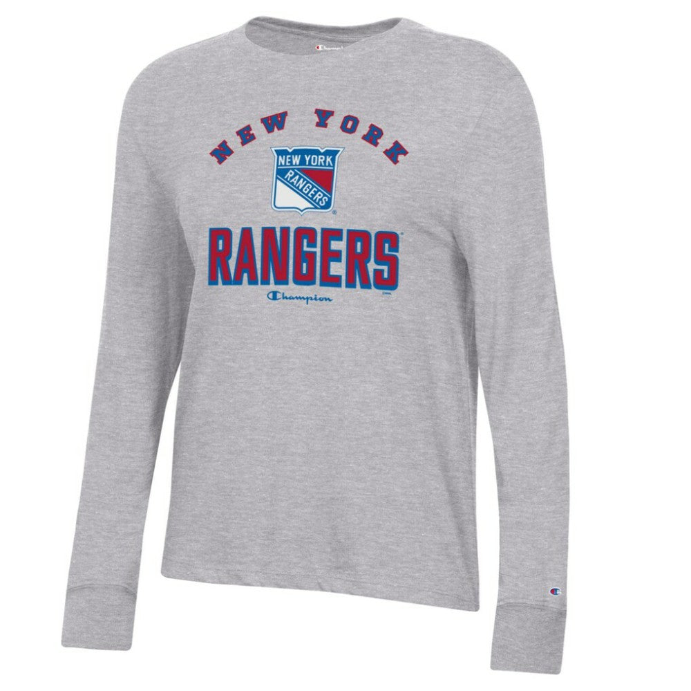 New York Rangers Champion Women's Core Long Sleeve T-Shirt - Heather Gray | US 201078276