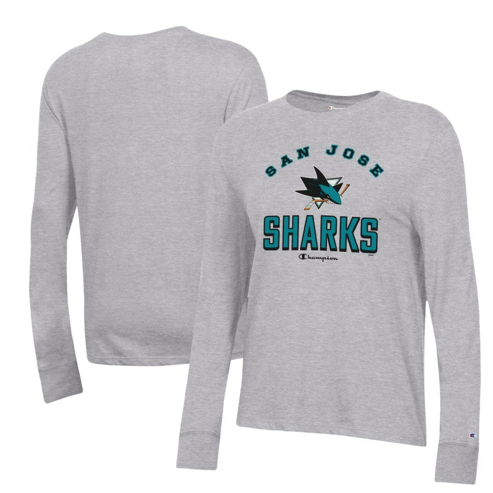 San Jose Sharks Champion Women's Core Long Sleeve T-Shirt - Heather Gray | US 201078280