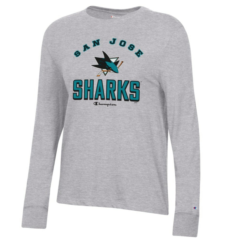 San Jose Sharks Champion Women's Core Long Sleeve T-Shirt - Heather Gray | US 201078280