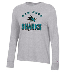 San Jose Sharks Champion Women's Core Long Sleeve T-Shirt - Heather Gray | US 201078280