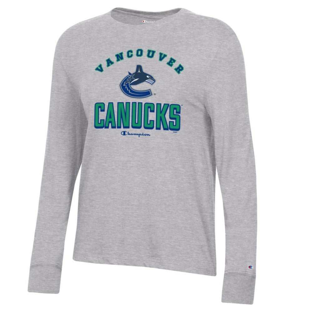 Vancouver Canucks Champion Women's Core Long Sleeve T-Shirt - Heather Gray | US 201078285
