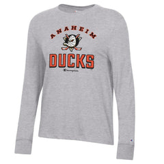 Anaheim Ducks Champion Women's Core Long Sleeve T-Shirt - Heather Gray | US 201078289