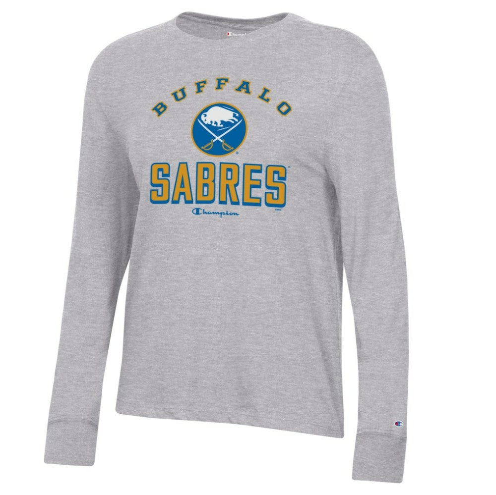 Buffalo Sabres Champion Women's Core Long Sleeve T-Shirt - Heather Gray | US 201078293