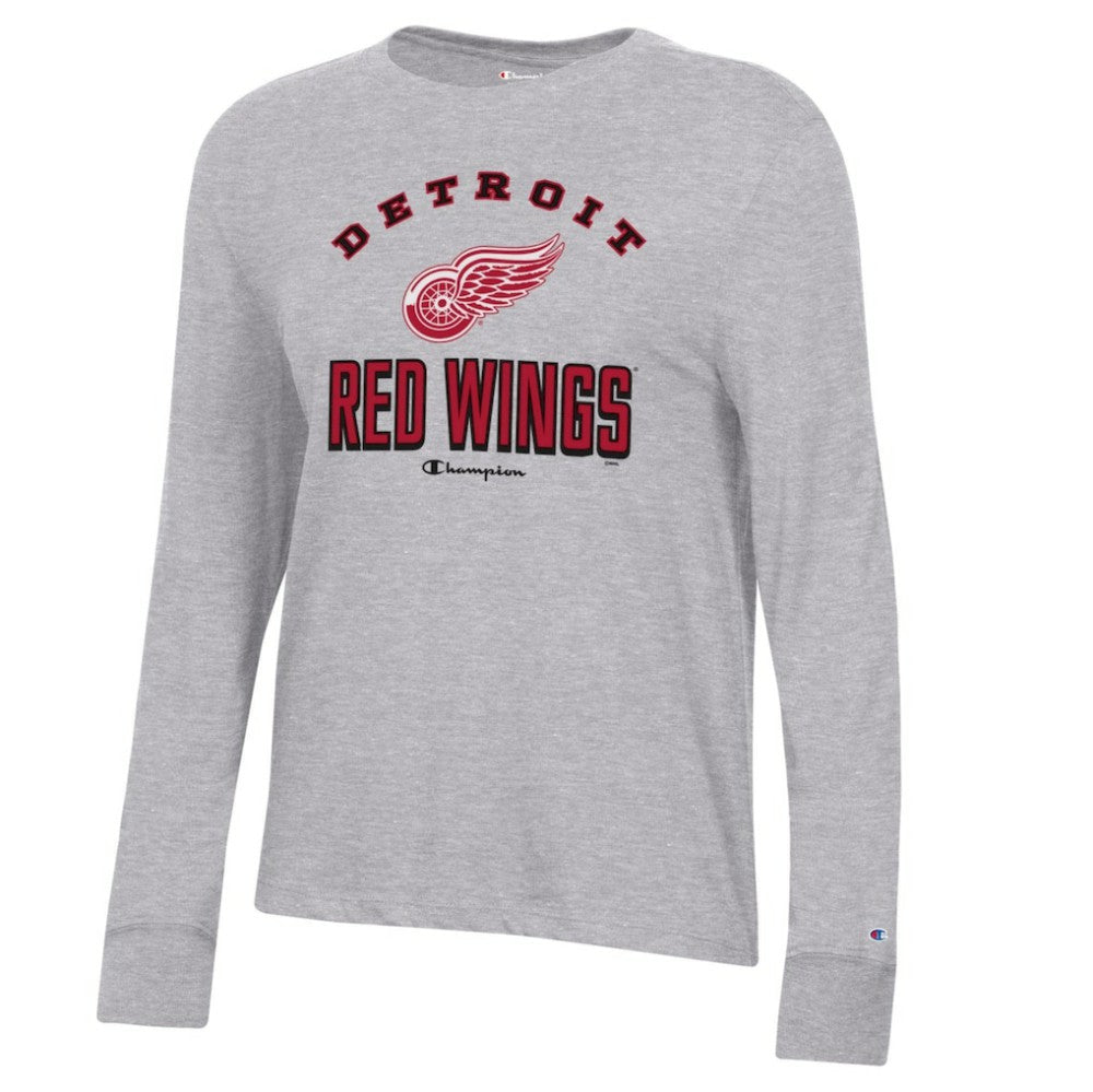 Detroit Red Wings Champion Women's Core Long Sleeve T-Shirt - Heather Gray | US 201078296