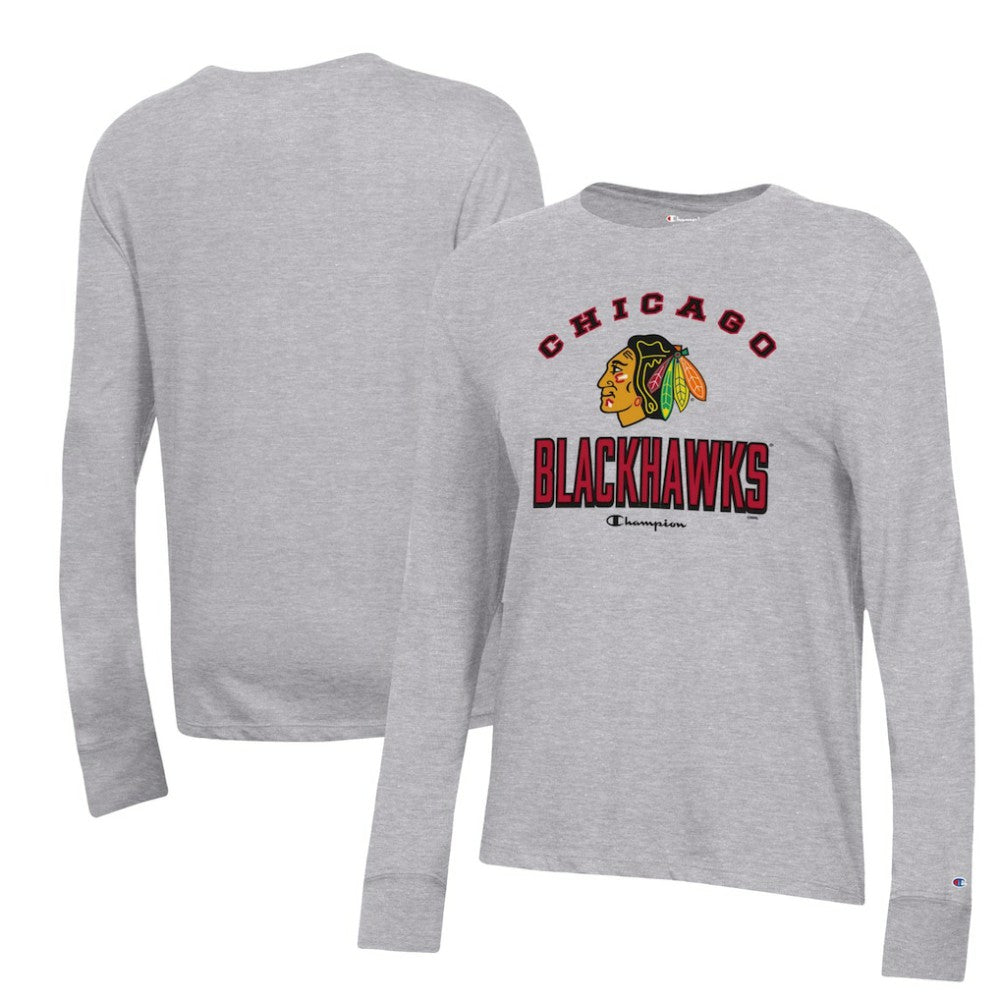 Chicago Blackhawks Champion Women's Core Long Sleeve T-Shirt - Heather Gray | US 201078300