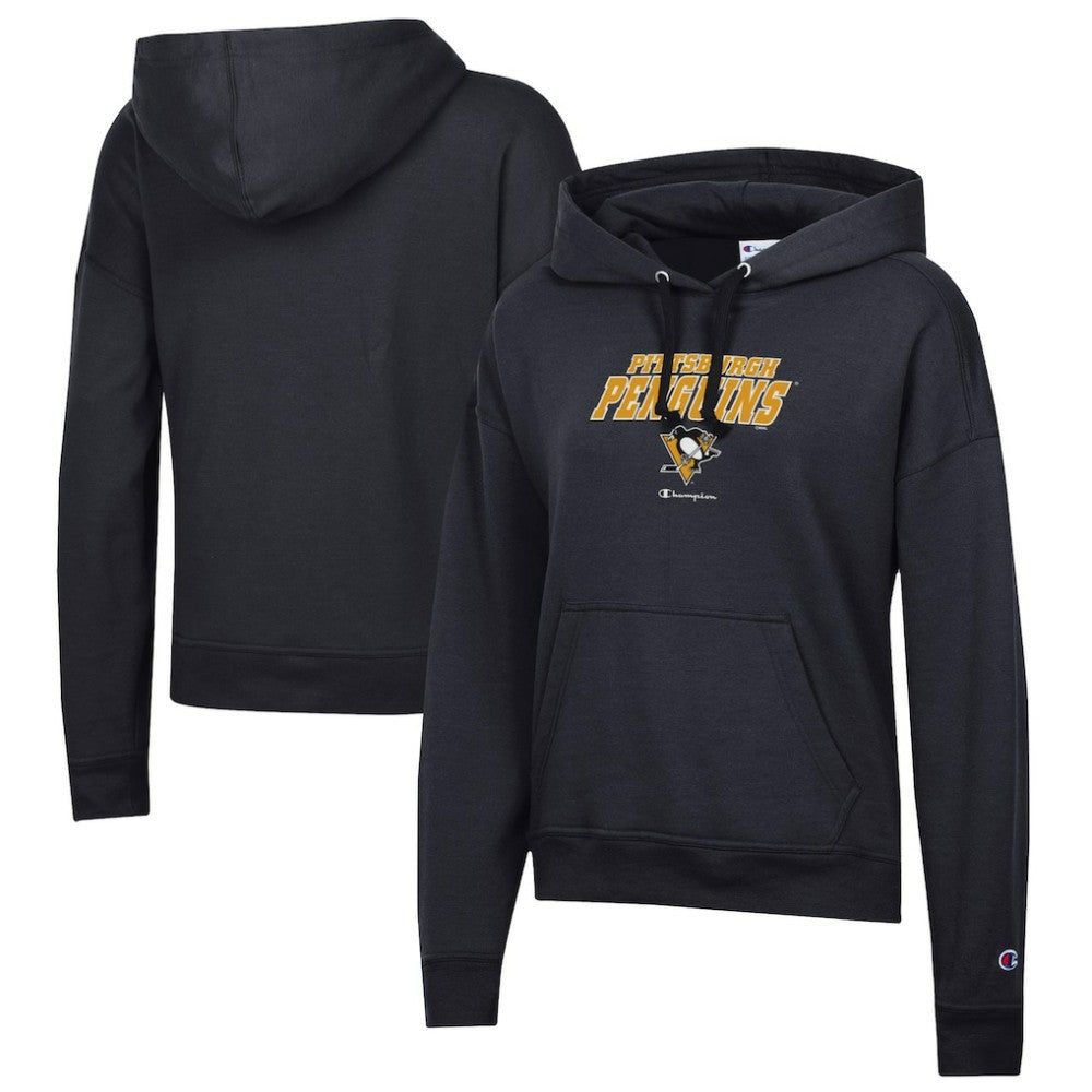 Pittsburgh Penguins Champion Women's Powerblend Fleece Pullover Hoodie - Black | US 201078340