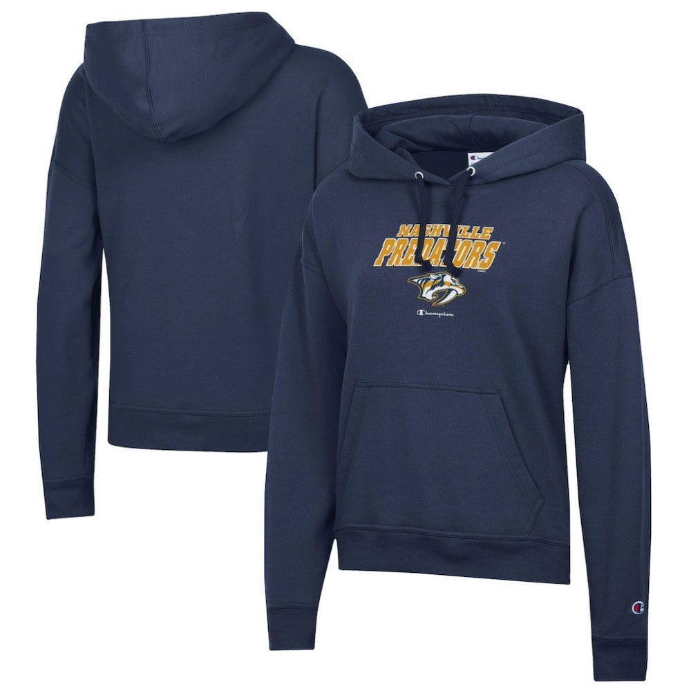 Nashville Predators Champion Women's Powerblend Fleece Pullover Hoodie - Navy | US 201078343