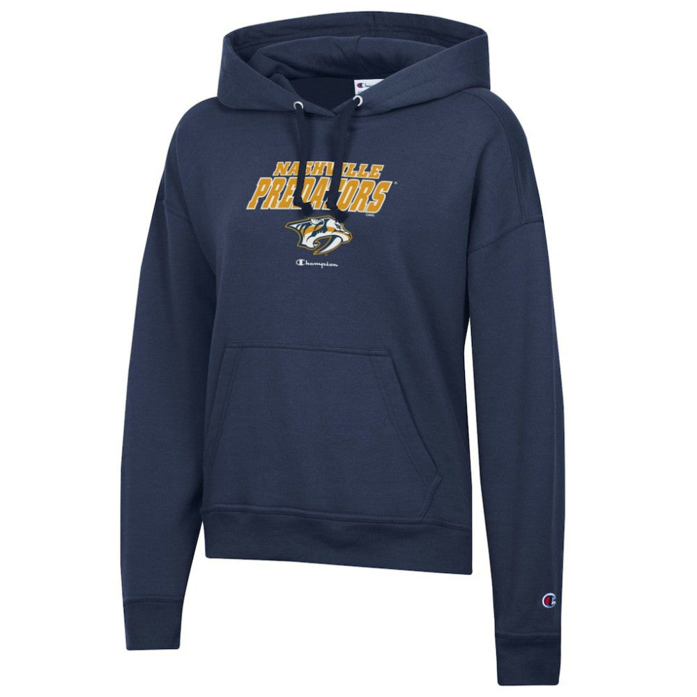 Nashville Predators Champion Women's Powerblend Fleece Pullover Hoodie - Navy | US 201078343