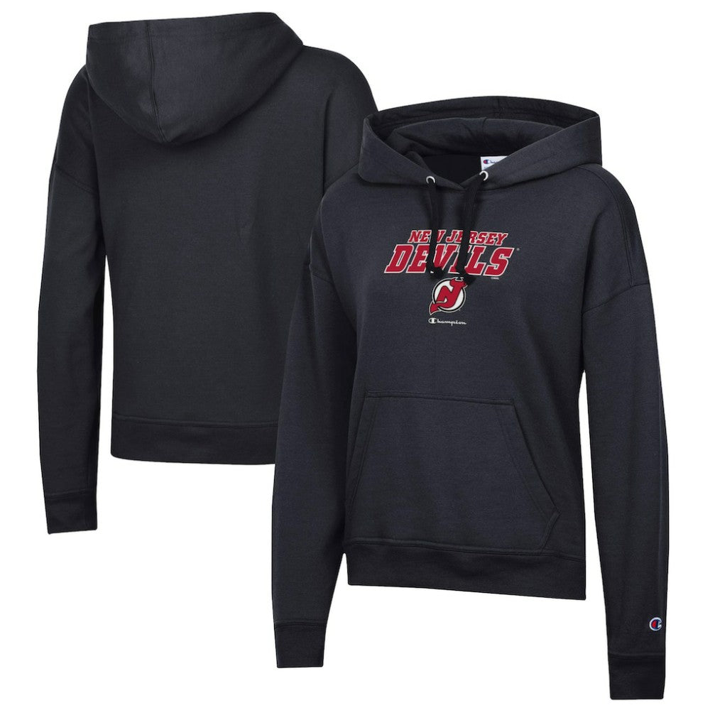 New Jersey Devils Champion Women's Powerblend Fleece Pullover Hoodie - Black | US 201078345