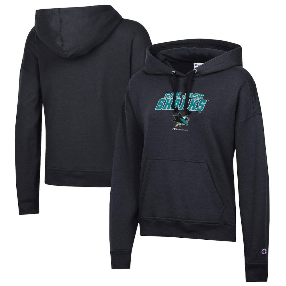 San Jose Sharks Champion Women's Powerblend Fleece Pullover Hoodie - Black | US 201078355