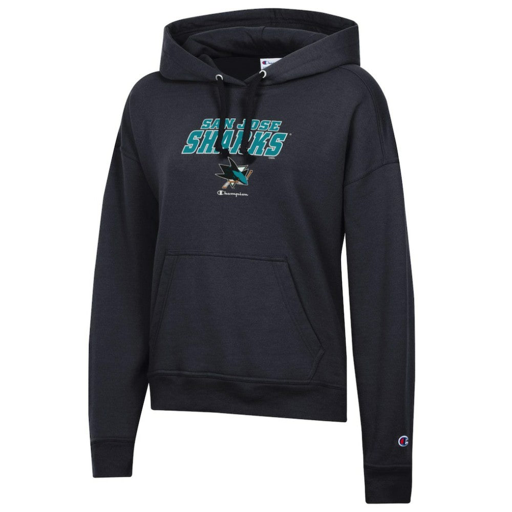 San Jose Sharks Champion Women's Powerblend Fleece Pullover Hoodie - Black | US 201078355