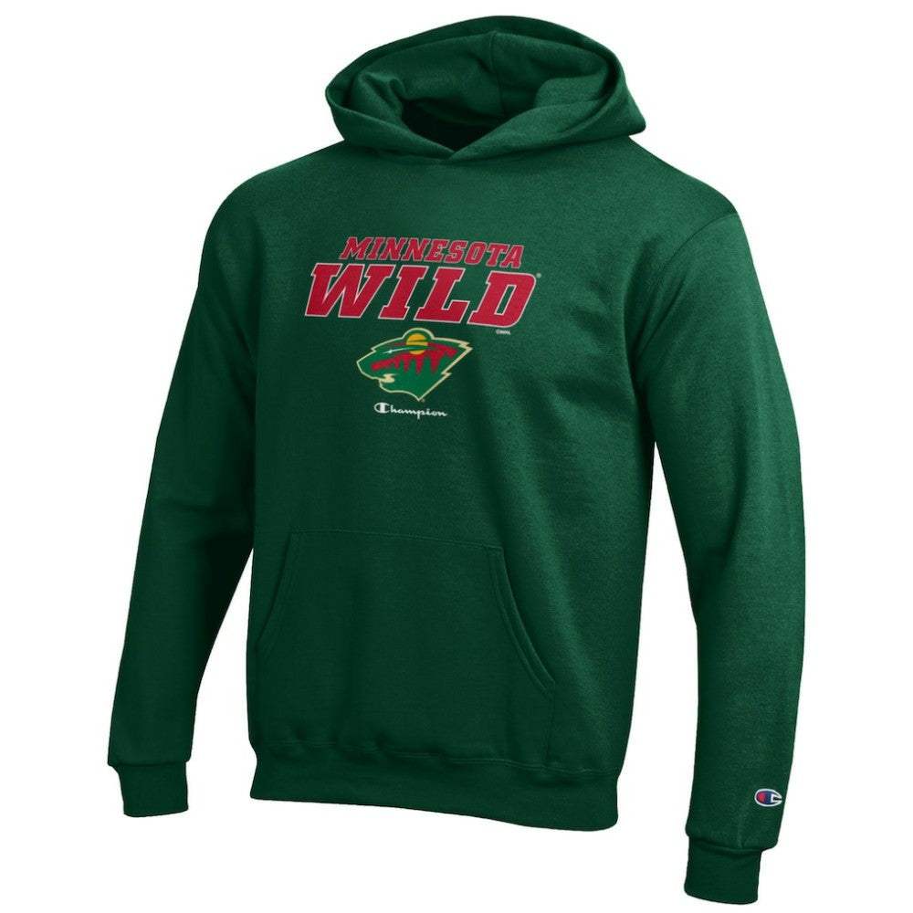 Minnesota Wild Champion Youth Eco Powerblend Pullover Hoodie - Hunter Green | US 201078366