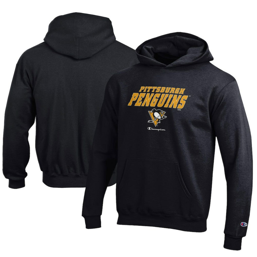 Pittsburgh Penguins Champion Youth Eco Powerblend Pullover Hoodie - Black | US 201078374