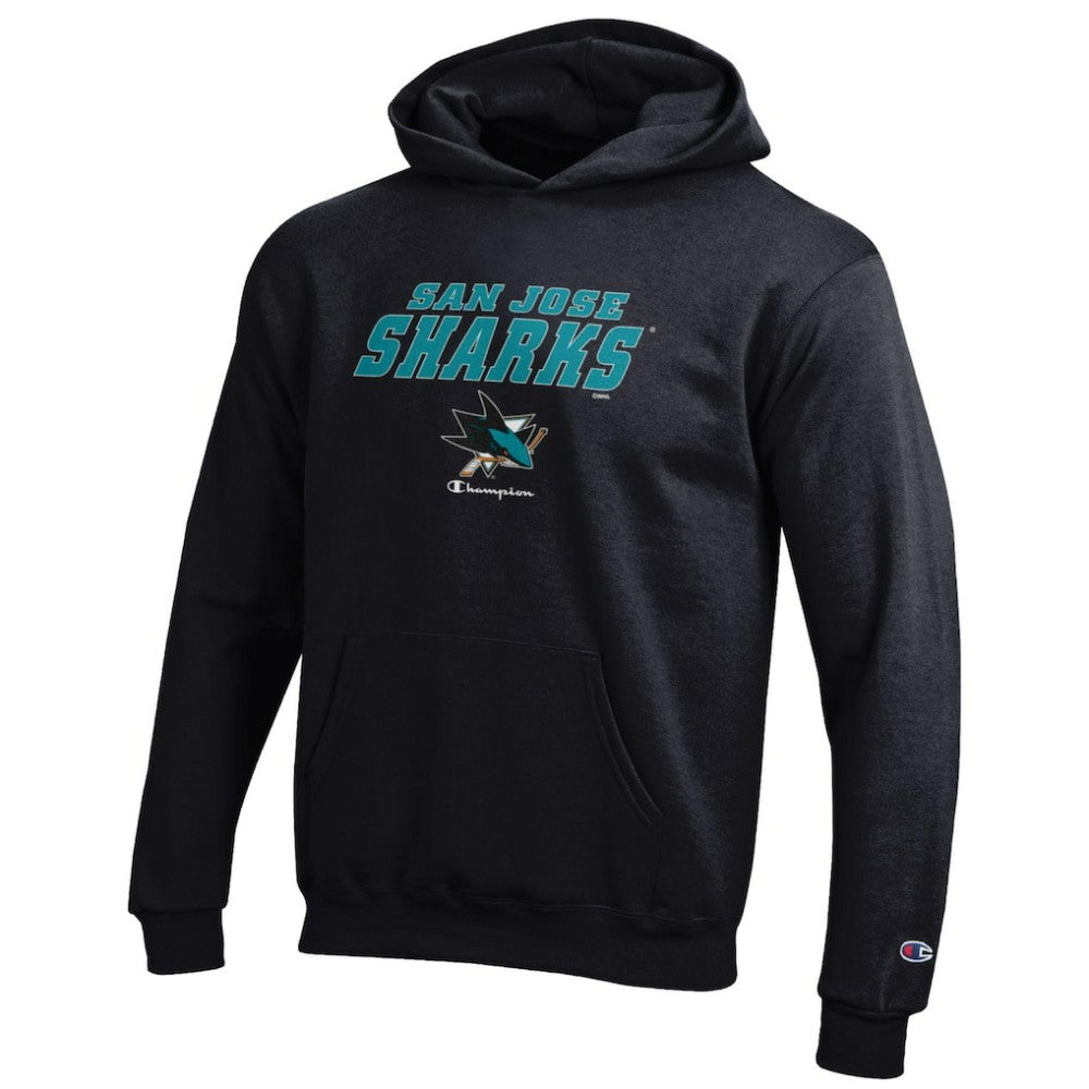 San Jose Sharks Champion Youth Eco Powerblend Pullover Hoodie - Black | US 201078375