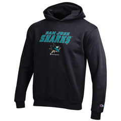 San Jose Sharks Champion Youth Eco Powerblend Pullover Hoodie - Black | US 201078375