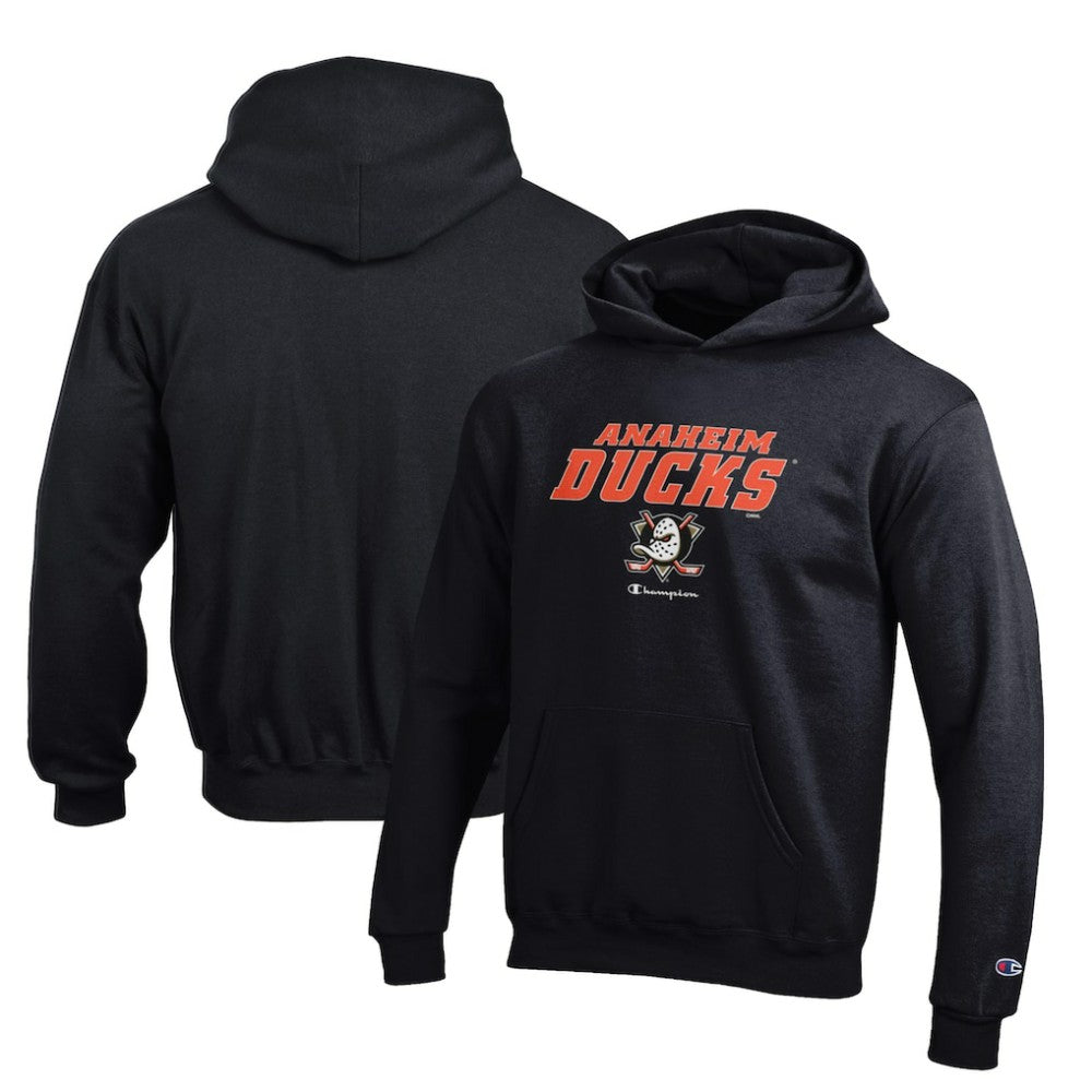 Anaheim Ducks Champion Youth Eco Powerblend Pullover Hoodie - Black | US 201078389