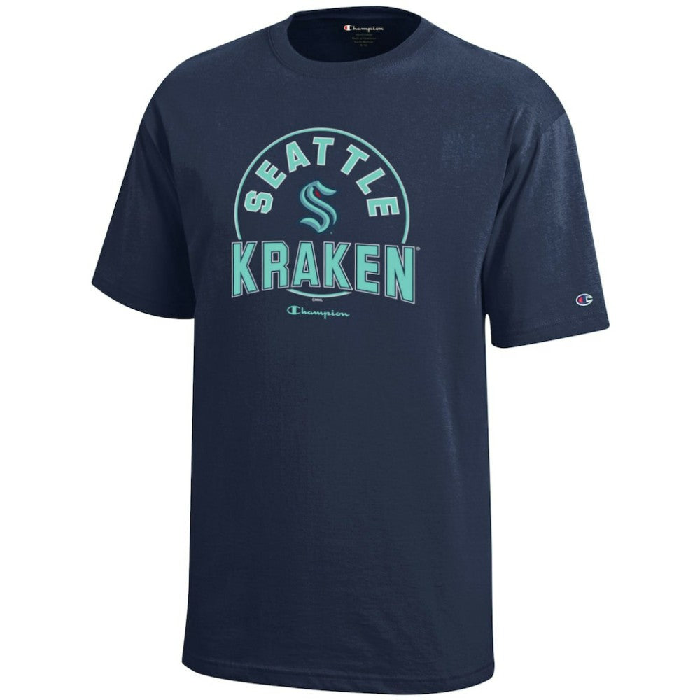 Seattle Kraken Champion Youth Jersey T-Shirt - Deep Sea Blue | US 201078422