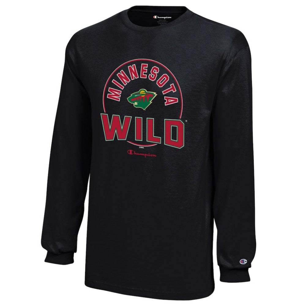Minnesota Wild Champion Youth Long-Sleeve Jersey T-Shirt - Black | US 201078434