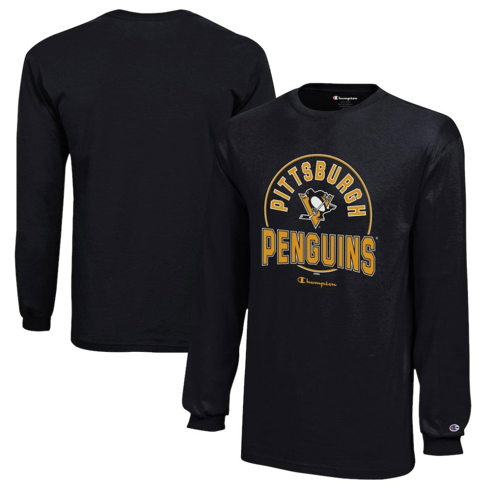 Pittsburgh Penguins Champion Youth Long-Sleeve Jersey T-Shirt - Black | US 201078437