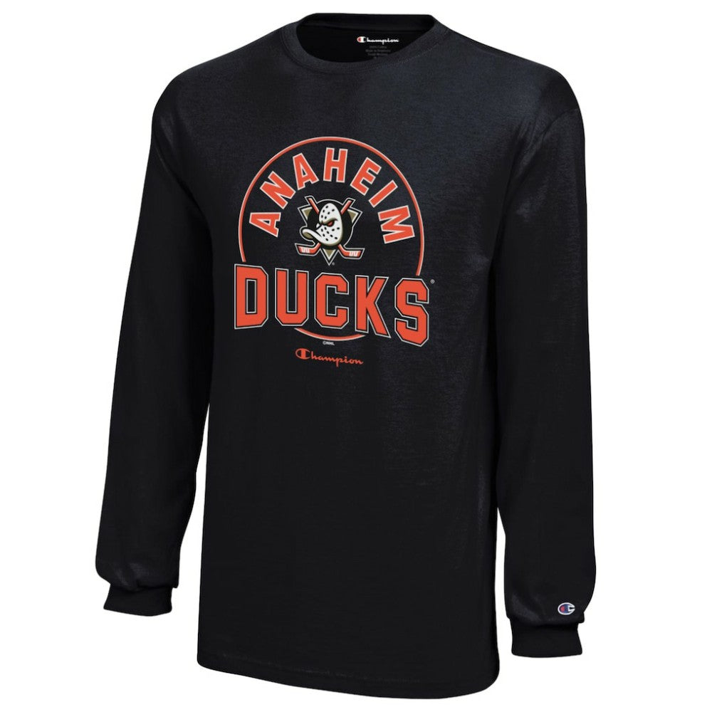 Anaheim Ducks Champion Youth Long-Sleeve Jersey T-Shirt - Black | US 201078447