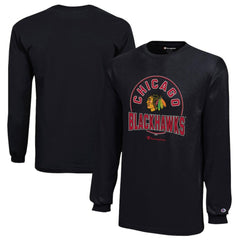 Chicago Blackhawks Champion Youth Long-Sleeve Jersey T-Shirt - Black | US 201078455