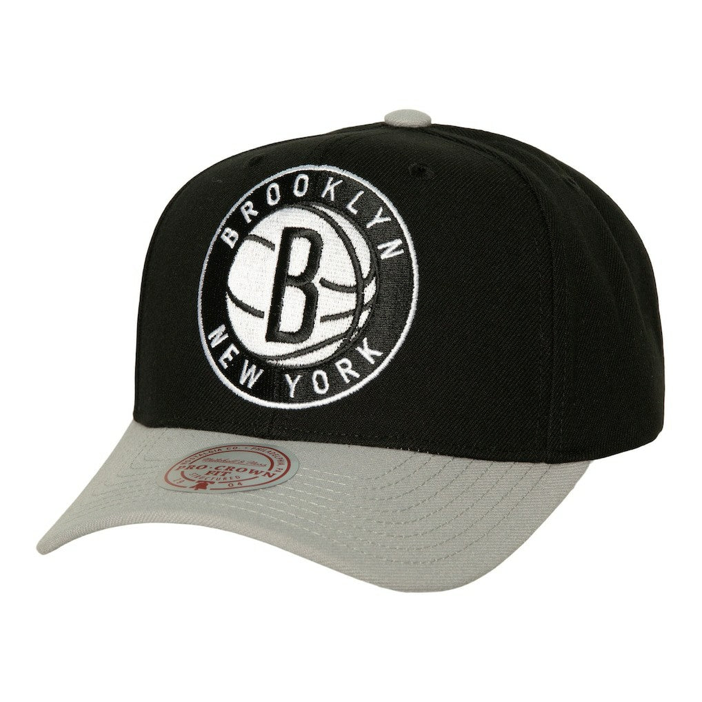 Brooklyn Nets Soul XL Logo Pro Crown Snapback Hat Black/Gray - Mitchell & Ness