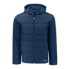 New England Patriots Cutter & Buck Americana Evoke Hybrid Eco Softshell Recycled Full-Zip Hooded Jacket - Navy Jackets