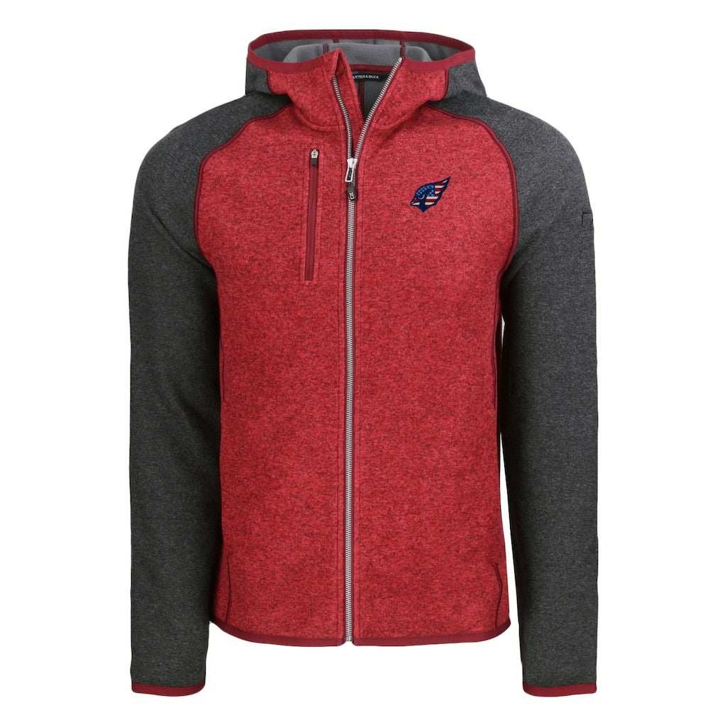 Arizona Cardinals Cutter & Buck Americana Mainsail Full-Zip Hooded Jacket - Heather Cardinal/Heather Charcoal Jackets
