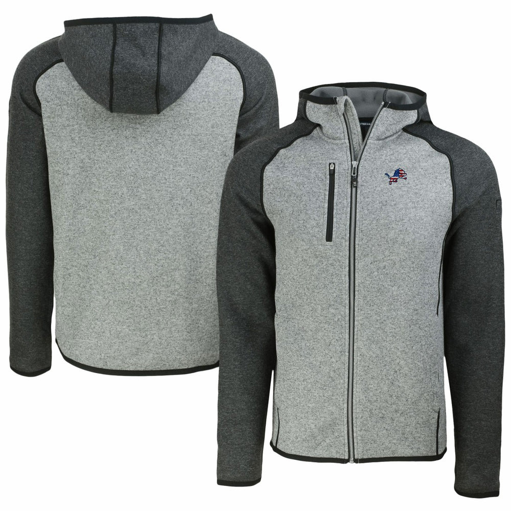 Detroit Lions Cutter & Buck Americana Mainsail Full-Zip Hooded Jacket - Heather Gray/Heather Charcoal Jackets