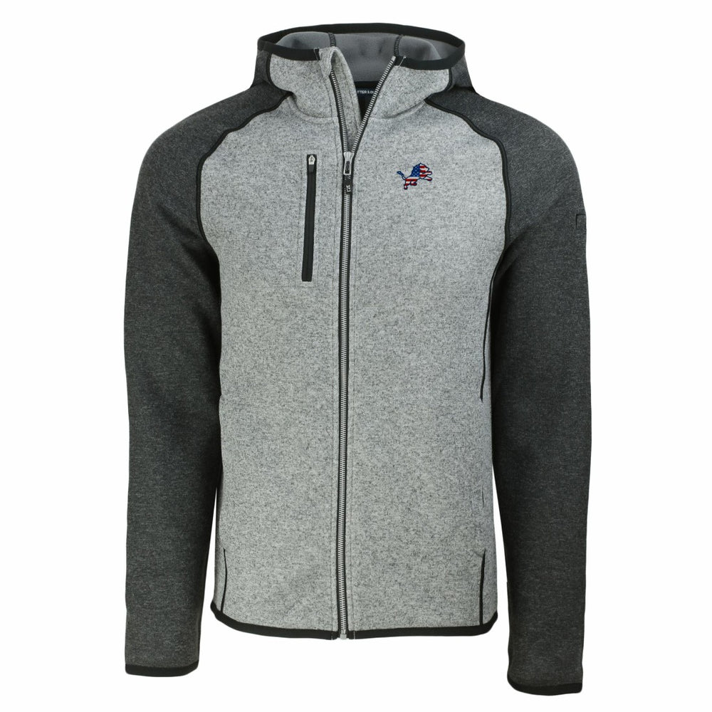 Detroit Lions Cutter & Buck Americana Mainsail Full-Zip Hooded Jacket - Heather Gray/Heather Charcoal Jackets