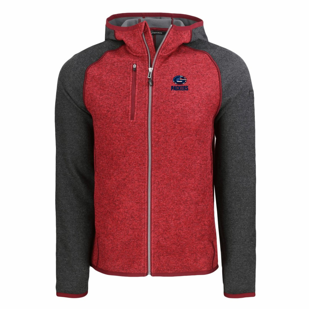 Green Bay Packers Cutter & Buck Americana Mainsail Full-Zip Hooded Jacket - Heather Red/Heather Charcoal Jackets