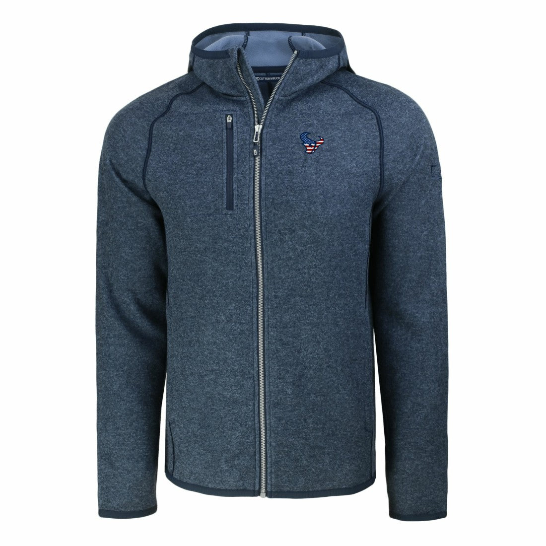 Houston Texans Cutter & Buck Americana Mainsail Full-Zip Hooded Jacket - Heather Navy Jackets