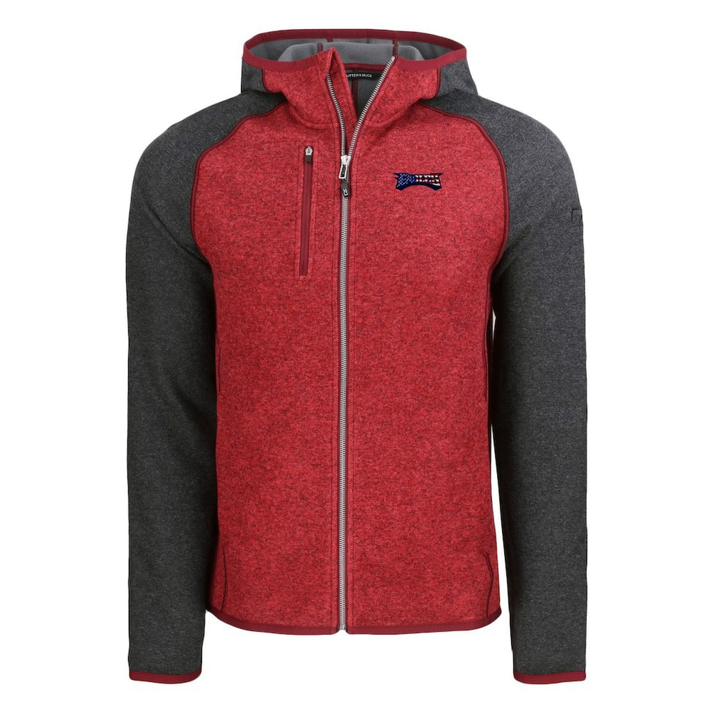 Philadelphia Eagles Cutter & Buck Americana Mainsail Full-Zip Hooded Jacket - Heather Red/Heather Charcoal Jackets
