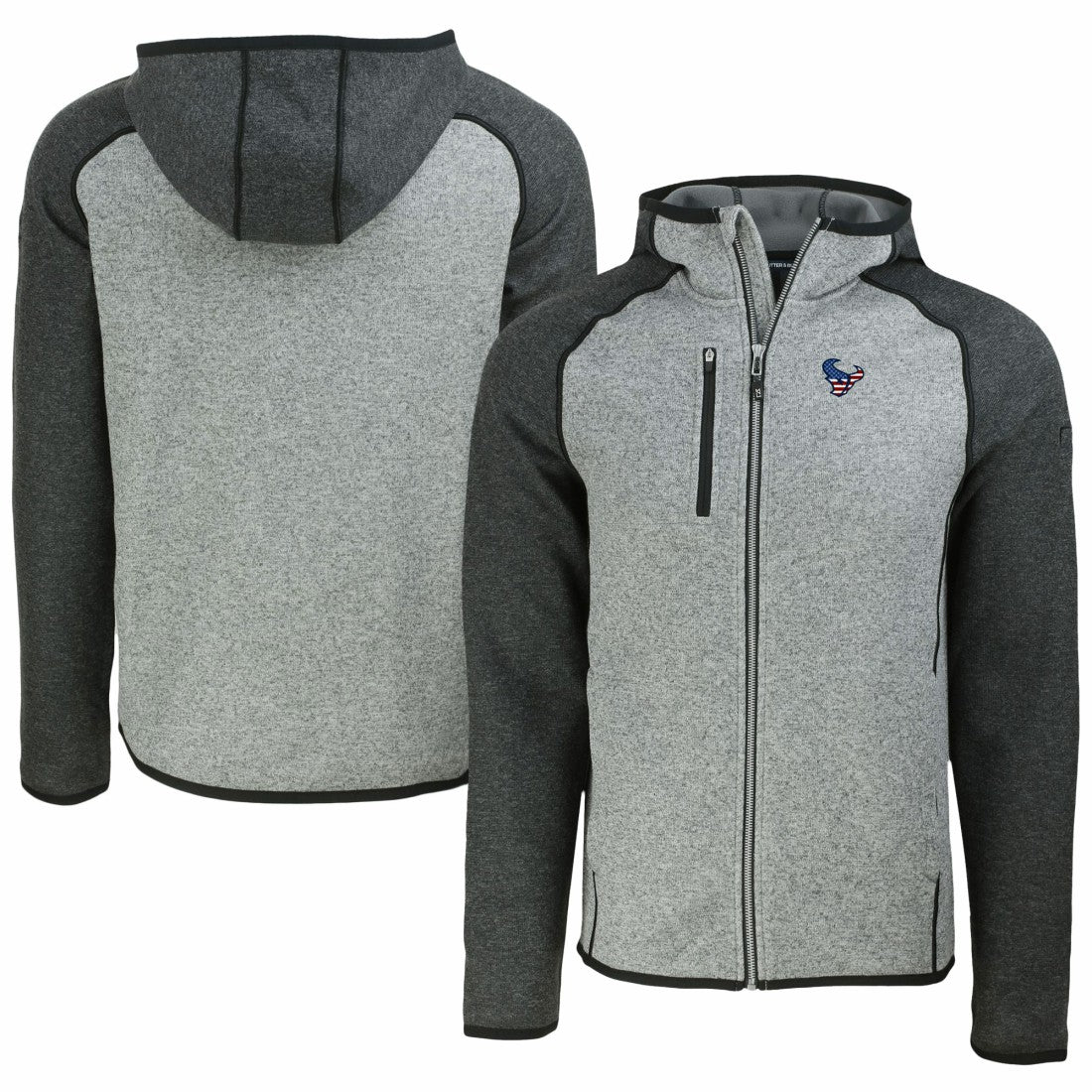 Houston Texans Cutter & Buck Americana Mainsail Full-Zip Hooded Jacket - Heather Gray/Heather Charcoal Jackets