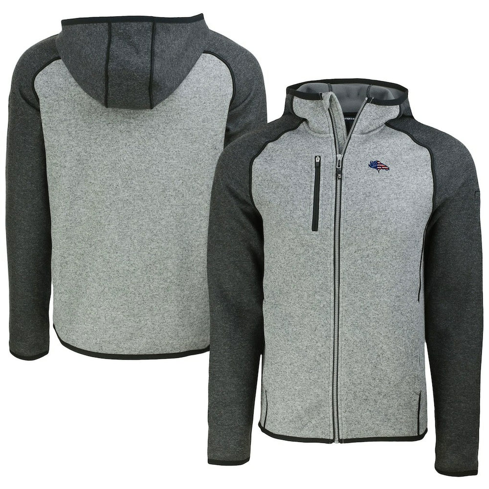 Denver Broncos Cutter & Buck Americana Mainsail Full-Zip Hooded Jacket - Heather Gray/Heather Charcoal Jackets