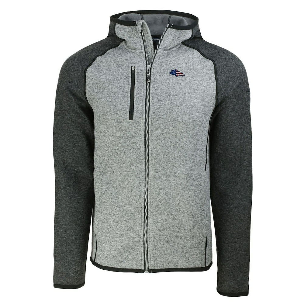 Denver Broncos Cutter & Buck Americana Mainsail Full-Zip Hooded Jacket - Heather Gray/Heather Charcoal Jackets