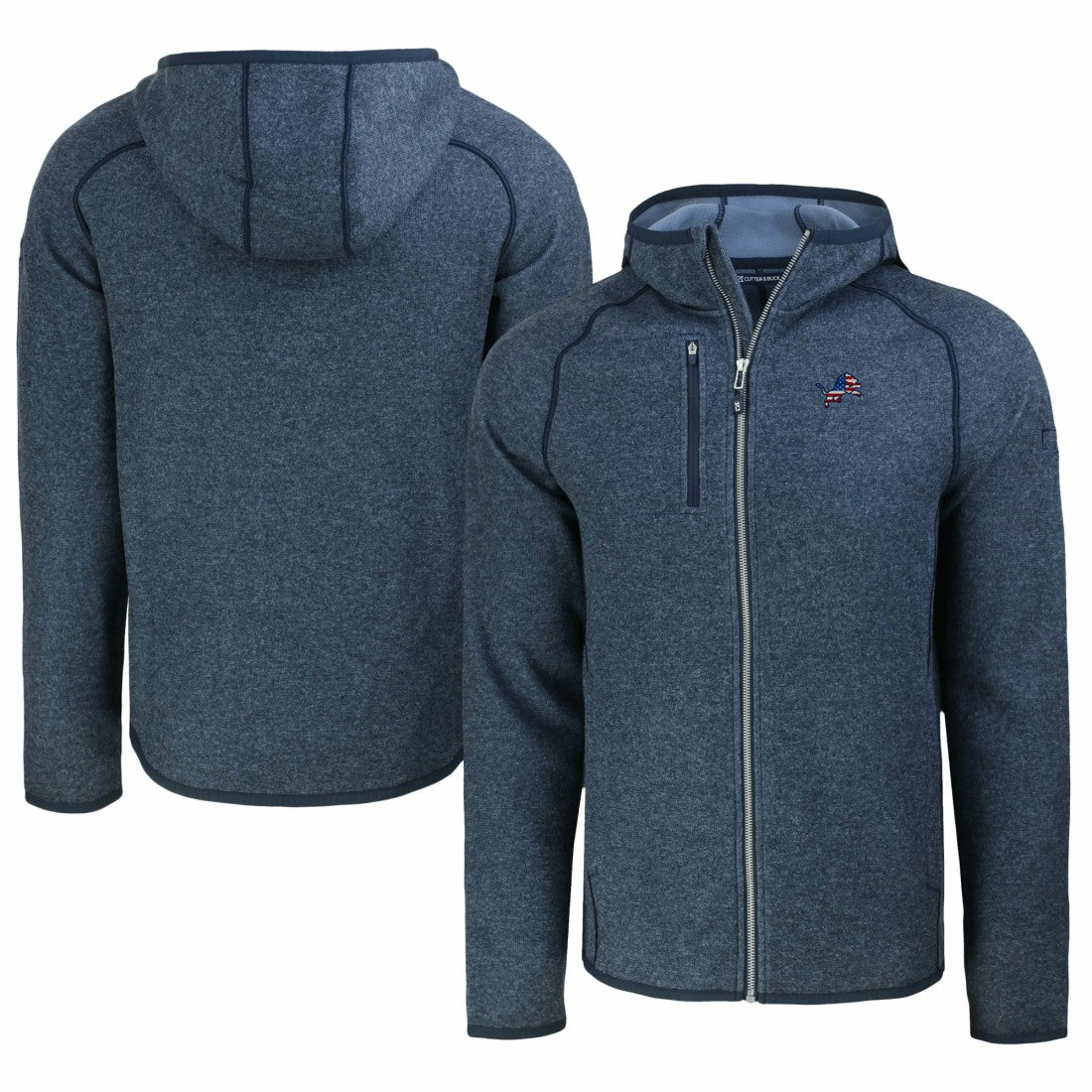 Detroit Lions Cutter & Buck Americana Mainsail Full-Zip Hooded Jacket - Heather Navy Jackets