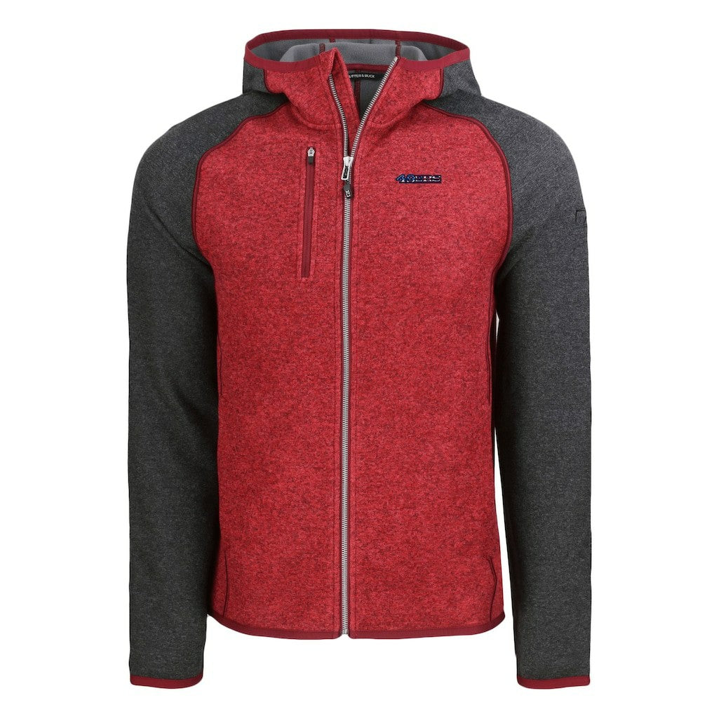 San Francisco 49ers Cutter & Buck Americana Mainsail Full-Zip Hooded Jacket - Heather Scarlet/Heather Charcoal Jackets