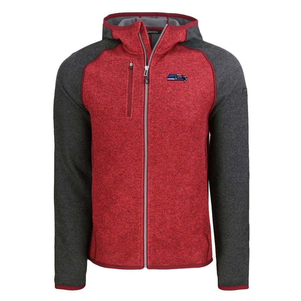Seattle Seahawks Cutter & Buck Americana Mainsail Full-Zip Hooded Jacket - Heather Red/Heather Charcoal Jackets