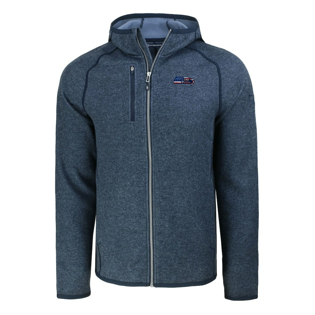 Seattle Seahawks Cutter & Buck Americana Mainsail Full-Zip Hooded Jacket - Heather College Navy Jackets
