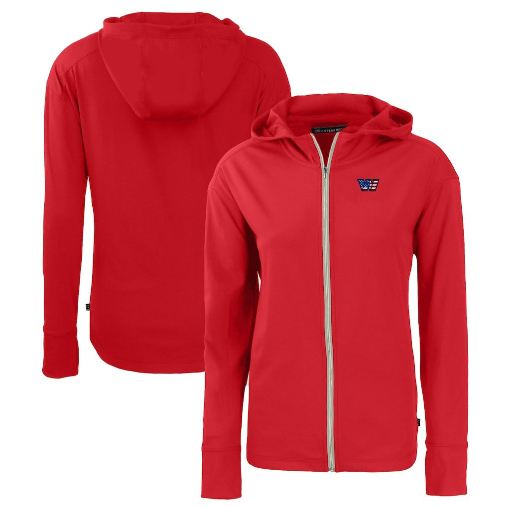 Washington Commanders Cutter & Buck Women's Daybreak Eco Recycled Full-Zip Hoodie - Red Hoodies
