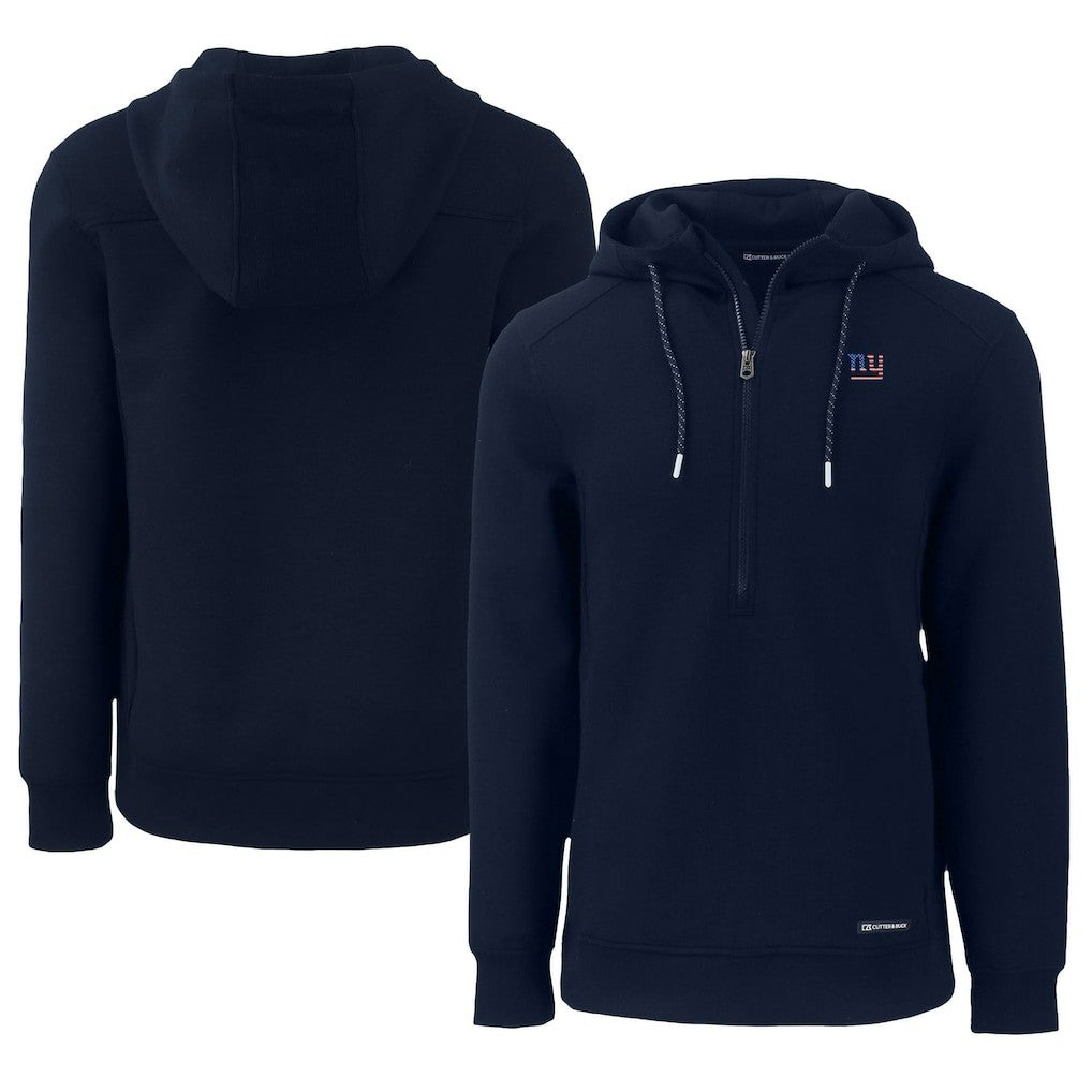 New York Giants Cutter & Buck Americana Roam Eco Half-Zip Recycled Pullover Hoodie - Navy Hoodies
