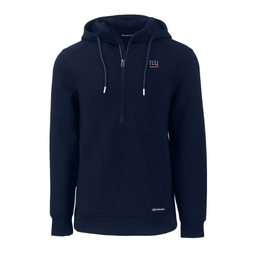 New York Giants Cutter & Buck Americana Roam Eco Half-Zip Recycled Pullover Hoodie - Navy Hoodies