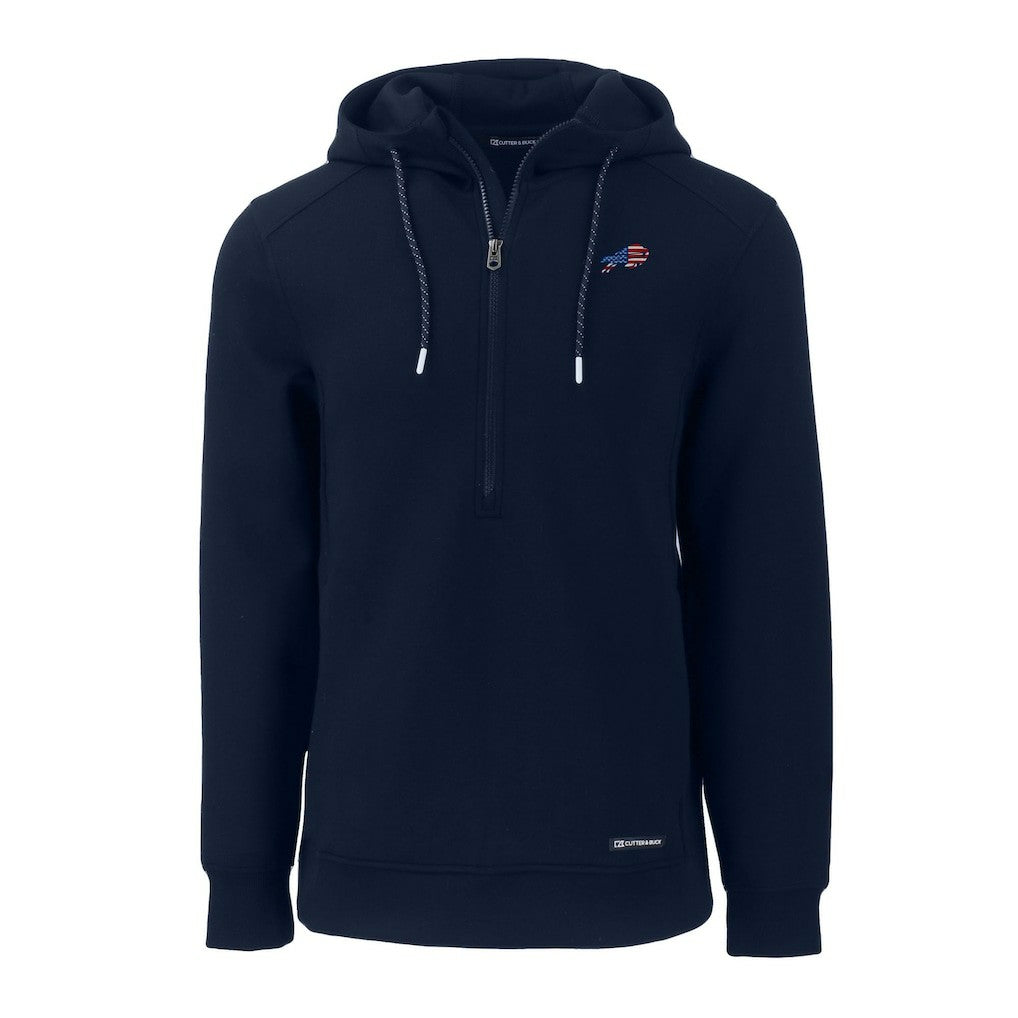 Buffalo Bills Cutter & Buck Americana Roam Eco Half-Zip Recycled Pullover Hoodie - Navy Hoodies