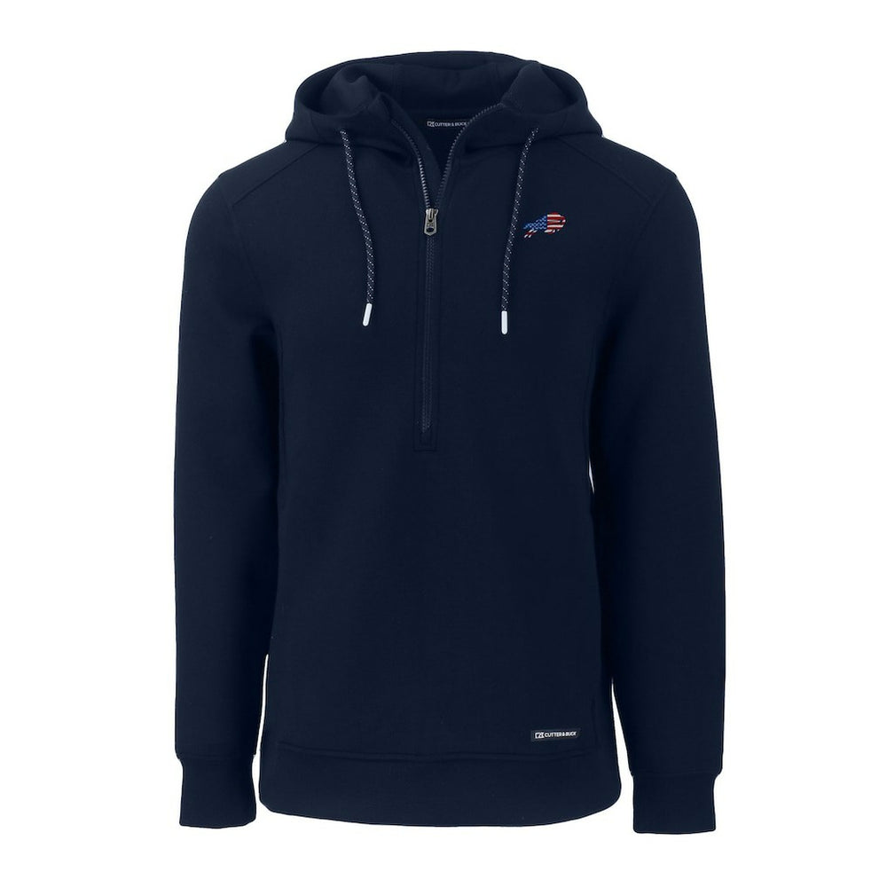 Buffalo Bills Cutter & Buck Americana Roam Eco Half-Zip Recycled Pullover Hoodie - Navy Hoodies