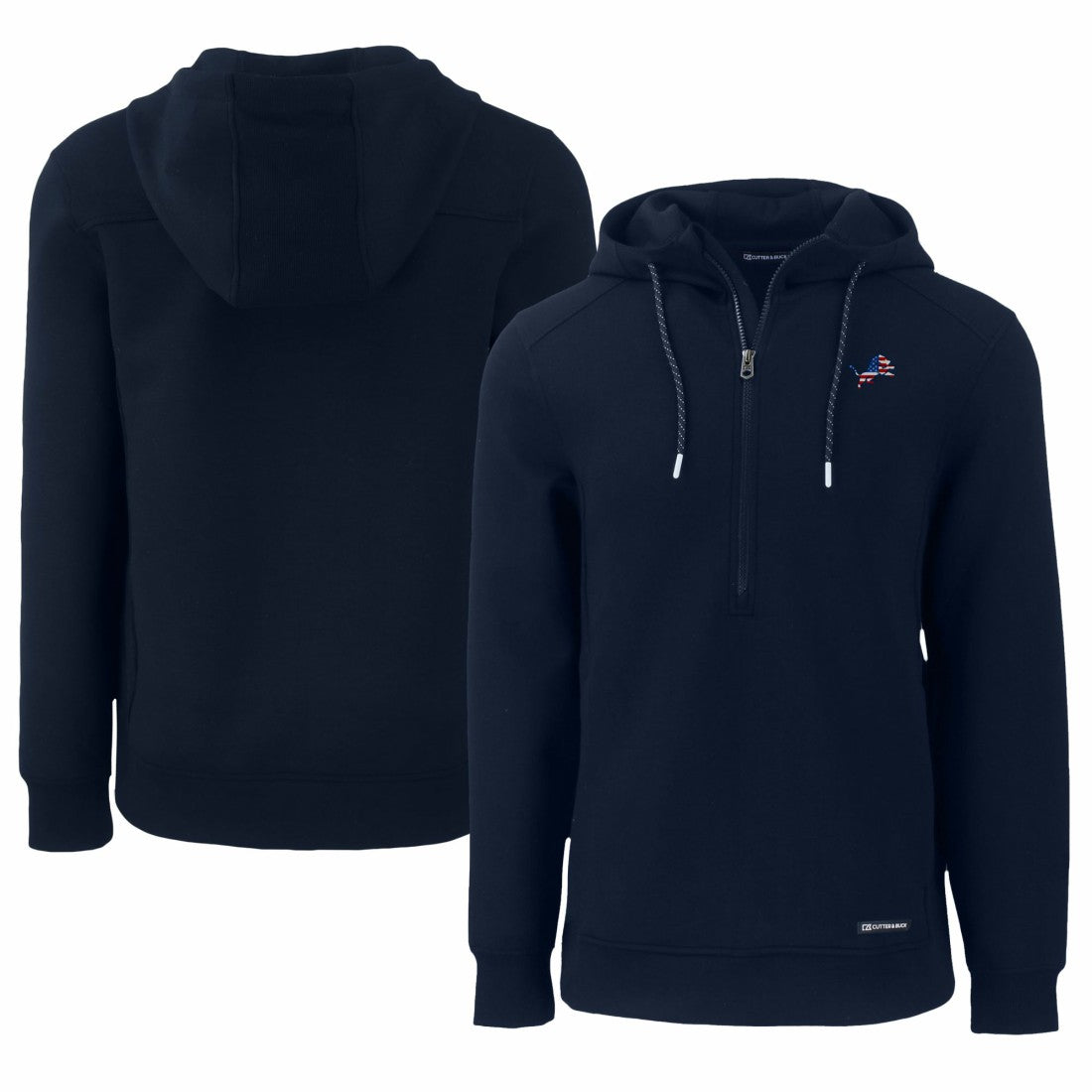 Detroit Lions Cutter & Buck Americana Roam Eco Half-Zip Recycled Pullover Hoodie - Navy Hoodies