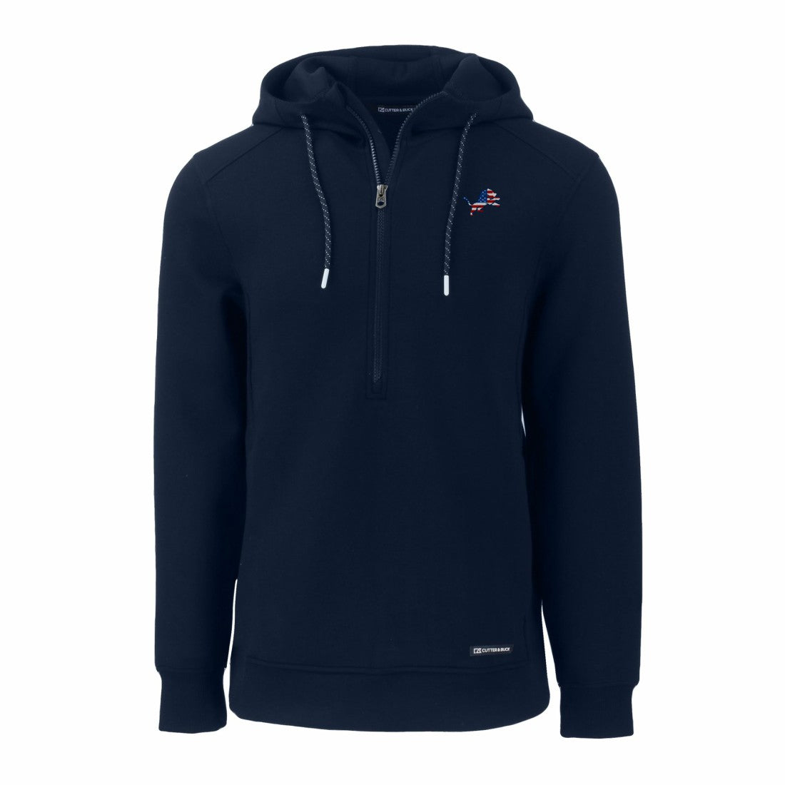 Detroit Lions Cutter & Buck Americana Roam Eco Half-Zip Recycled Pullover Hoodie - Navy Hoodies