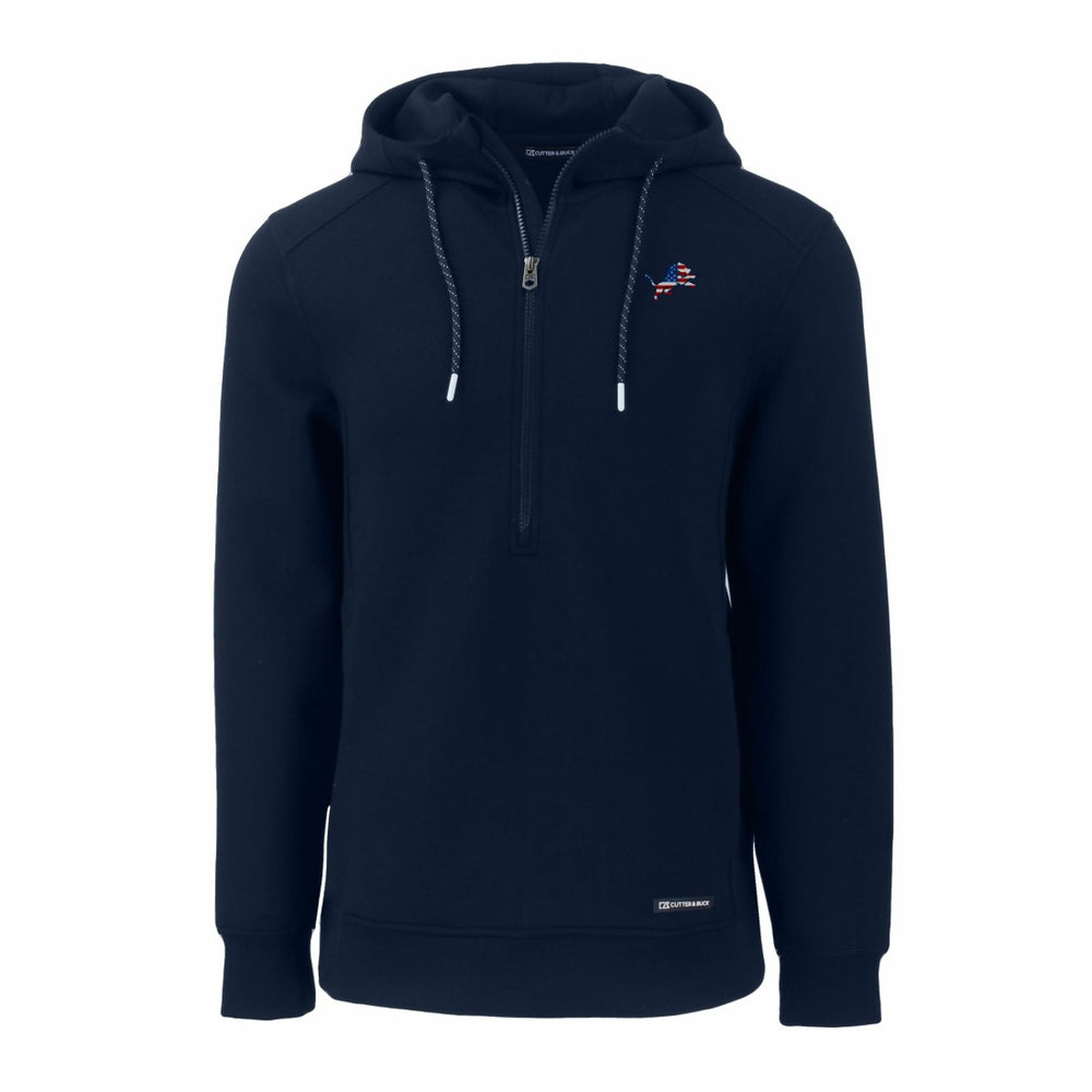 Detroit Lions Cutter & Buck Americana Roam Eco Half-Zip Recycled Pullover Hoodie - Navy Hoodies